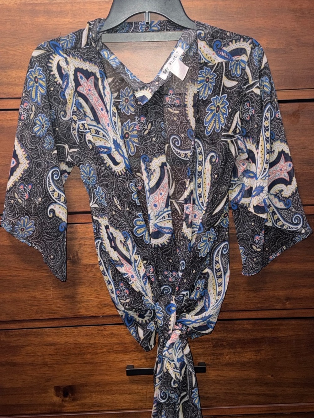 Macy’s | Say What? | Black Paisley Kimono Blouse